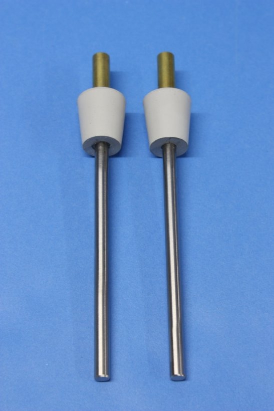 Eisen-Elektrodenpaar zum Hoffmann-Apparat, Länge: 150 mm lang, mit Gummistopfen