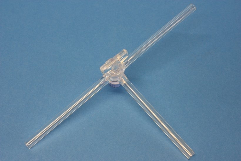 Dreiweghahn, Ansatzrohr, aus Borosilikatglas 3.3