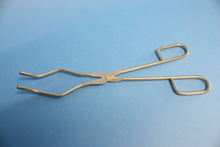 Tiegelzange, 250 mm lang doppelt gebogen, aus Edelstahl