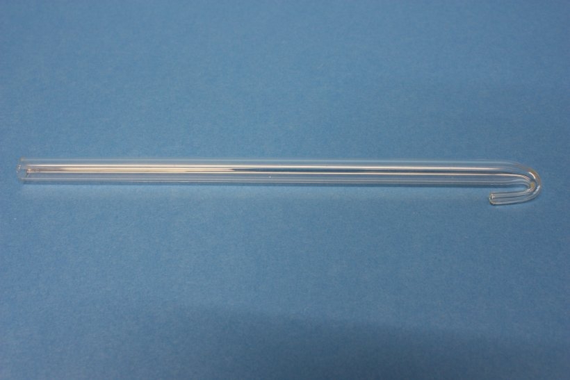 Glasrohrformteil 8 mm, mit kleinem Haken und Spitze, 160/15 mm