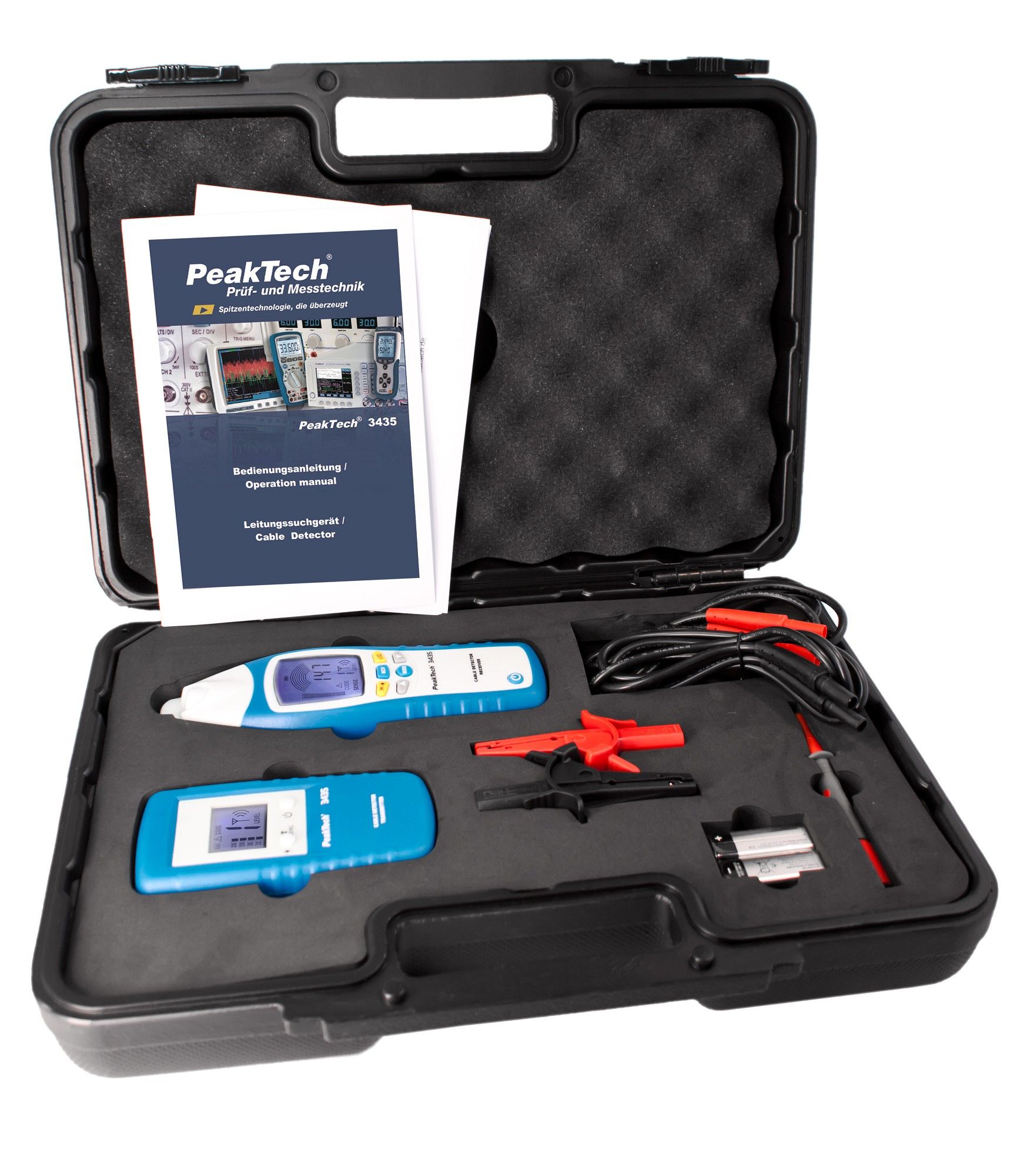 Leitungssuchgerät / Stromkreisdetektor mit Sender & Empfänger «PeakTech® P 3435»