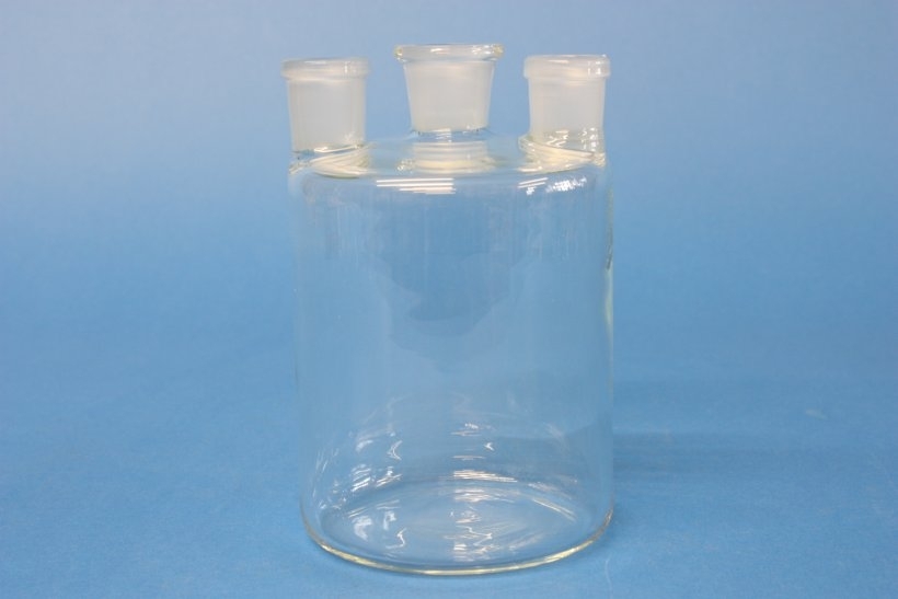 Woulff'sche Flasche, aus Boro 3.3, mit 3 Hälsen, NS 19/26