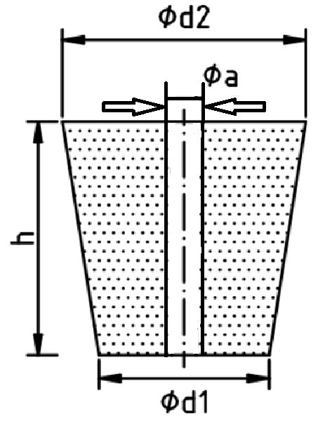 Gummistopfen mit Bohrung, 17 x 12 mm, konisch, mit 1 Bohrung 8 mm