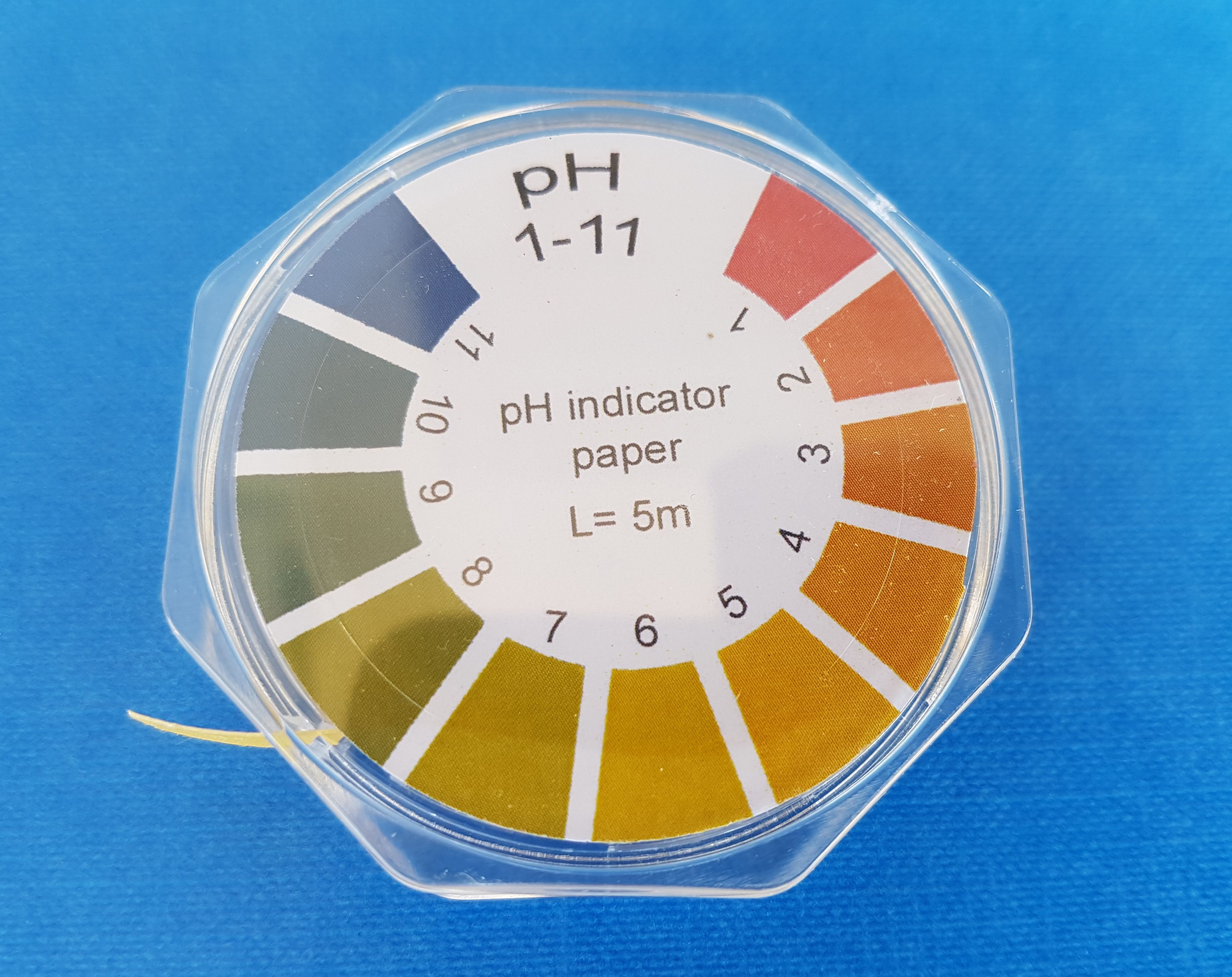 Universal-Indikatorpapier, Messbereich: pH 1-11, in Plastikdrehdose, 1 Dose, Rolle à 5 m Länge