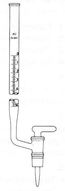 Bürette, mit seitlichem NS-Hahn, 50 ml, Teilung: 0,1 ml und Schellbachstreifen