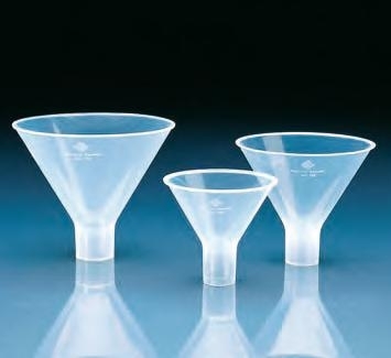 Pulvertrichter, PP, oben: 100 mm Ø, mit kurzem weiten Stiel 22 mm i.d.Ø