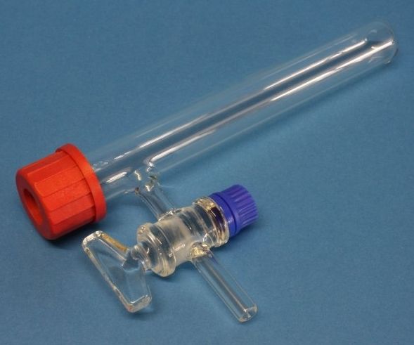 Reagenzglas, 180 x 22 mm mit Ventilhahn mit PTFE-Spindel, GL 25/12