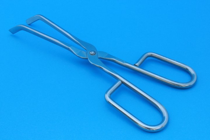Tiegelzange, 200 mm lang, einfach gebogen, Edelstahl 18/8,