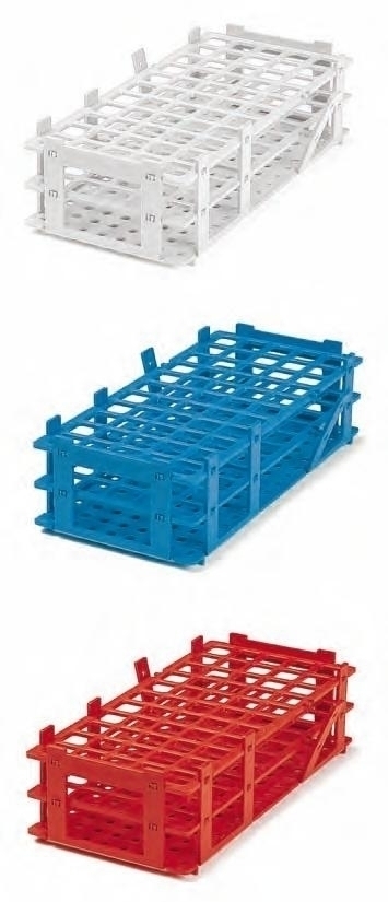 Reagenzglasgestell aus PP, blau, 4 x 10 Reihen, bis 20 mm Ø