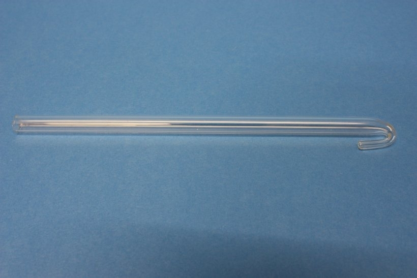 Glasrohrformteil 8 mm, mit kleinem Haken und Spitze, 160/15 mm