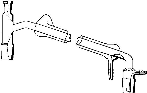 Destillierbrücke, mit Liebigkühler und Vakuumvorstoß, Mantellänge: 160 mm, Kerne: 29/32