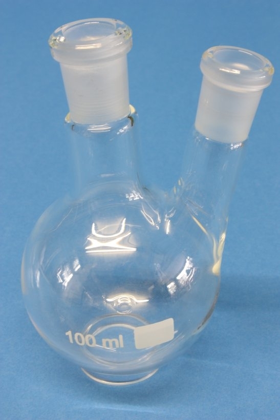 Zweihals-Rundkolben, 50 ml, NS 14/23, Boro 3.3