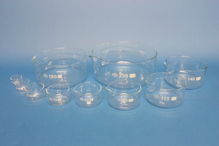 Kristallisierschalen aus Glas, Boro. 3.3, 150 ml, mit Ausguss, nach DIN 12 338