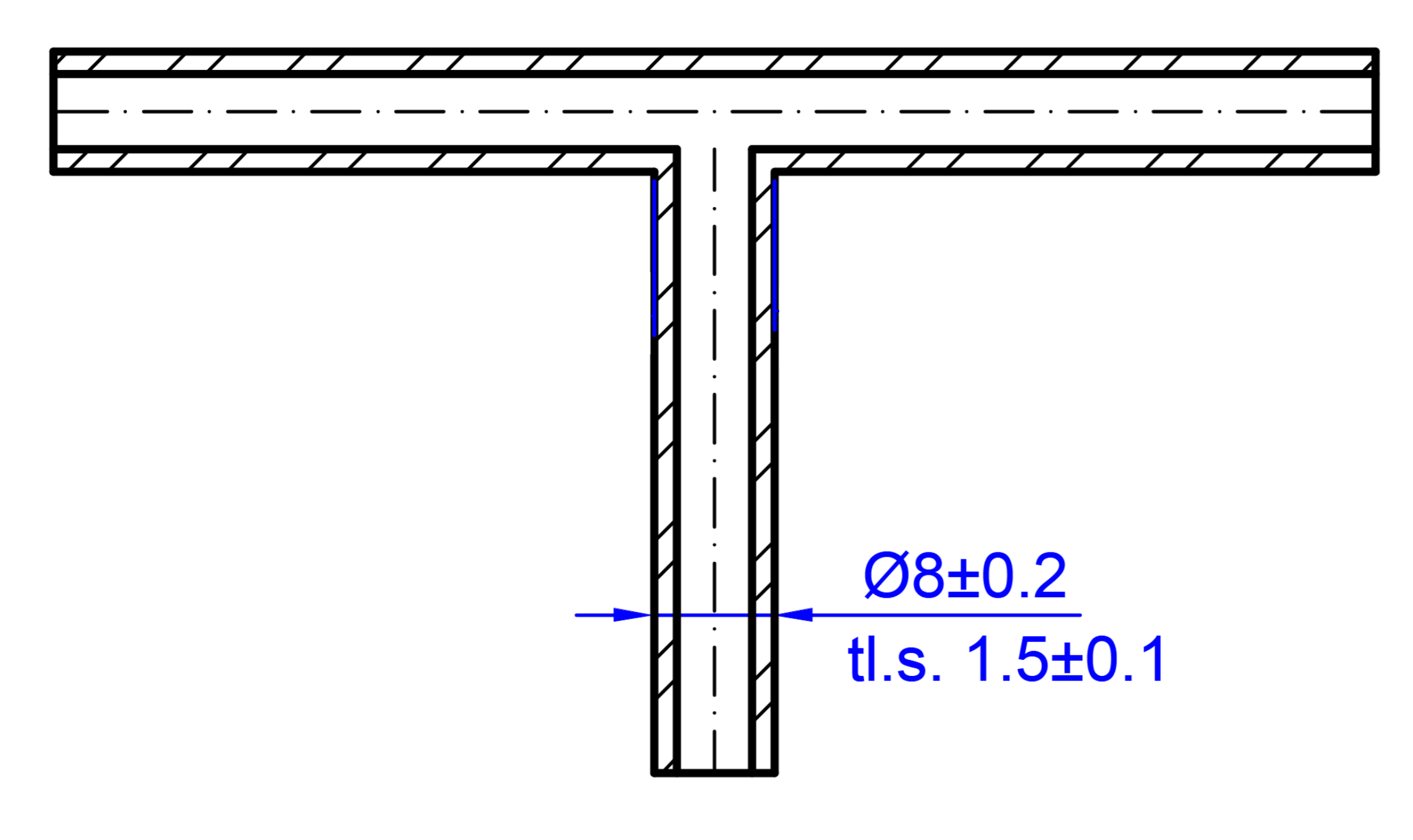 Dreiwegverbindungsstück, 8 mm, T-förmig, aus Borosilikatglas 3.3