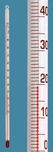 Schülerthermometer mit Öse, mit roter Anzeigenfüllung, -10 ... +110:1 °C, mit roter Anzeigenfüllung