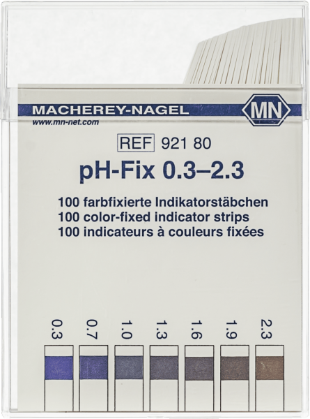 pH-Fix Indikatorstäbchen (0,3 - 2,3) - nicht blutend, Packung à 100 Stäbchen