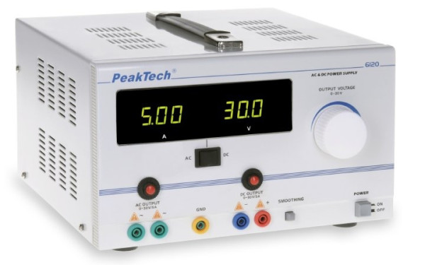 Labornetzgerät 0 ... 30 V/5 A, AC/DC stabilisiertes P 6120 RISU Konform
