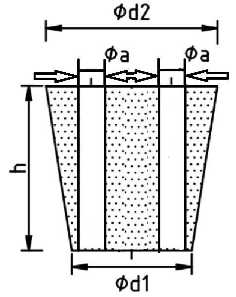 Gummistopfen, 49 x 42 mm, konisch, mit 2 Bohrung 8 mm