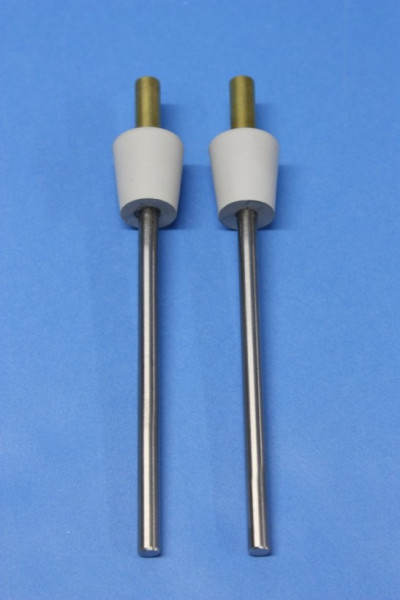 Eisen-Elektrodenpaar zum Hoffmann-Apparat, Länge: 150 mm lang, mit Gummistopfen