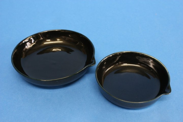 Abdampfschale aus Porzellan, schwarz, flache Form, 45 ml, 80 x 16 mm