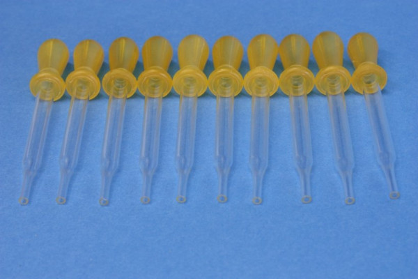 Tropfpipetten aus Laborglas mit Silikonhütchen, 10 Stück