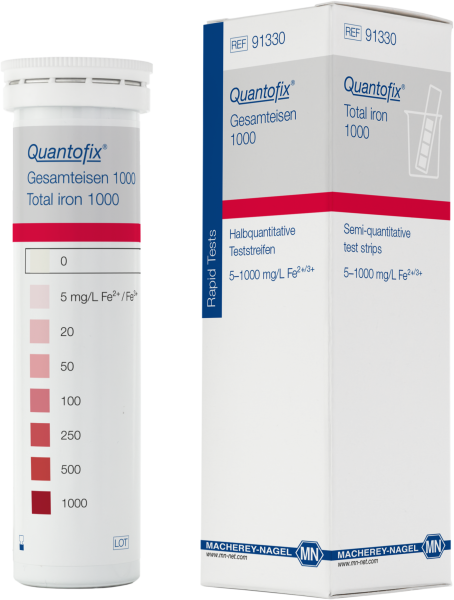 QUANTOFIX® Teststäbchen Gesamteisen 1000, Dose à 100 Teststreifen