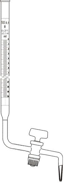 Bürette, mit seitlichem NS-Hahn, 10 ml, Teilung: 0,05 ml