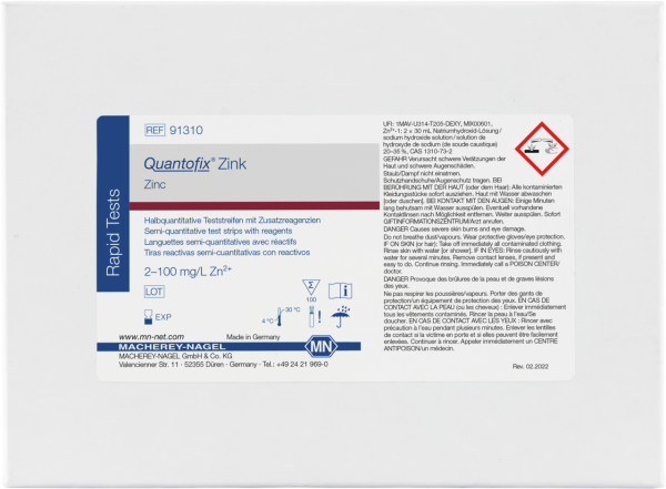 QUANTOFIX® Teststäbchen Zink, Dose à 100 Teststreifen