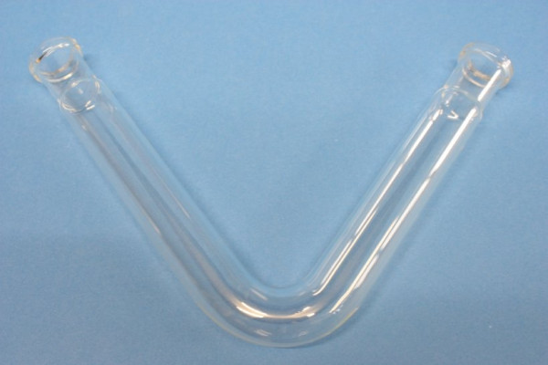 Reaktionsrohr zur Schmelzflusselektrolyse, V-förmig, aus Borosilikatglas 3.3