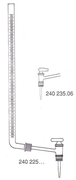 Bürette, mit seitlichem, auswechselbarem NS-Hahn, Inhalt: 25 ml, Teilung: 0,1 ml