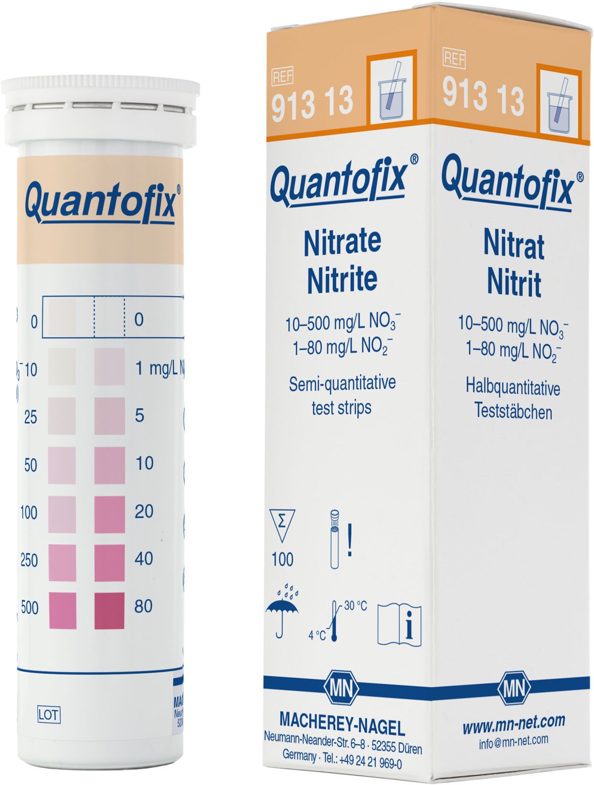 QUANTOFIX® Teststäbchen Nitrat/Nitrit, Dose à 100 Teststreifen, Indikatoren & Schnelltests, Basisprodukte