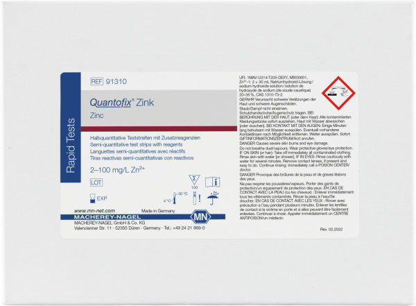 QUANTOFIX® Teststäbchen Zink, Dose à 100 Teststreifen