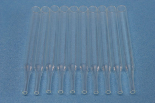 Tropfpipetten, aus Glas, 80 mm lang, Packungsinhalt: 100 Stück